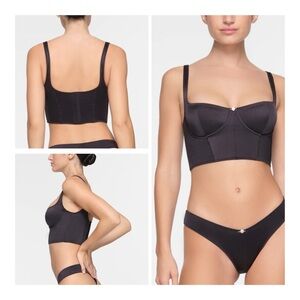 SKIMS | NWOT Stretch Satin Corset In Onyx | L